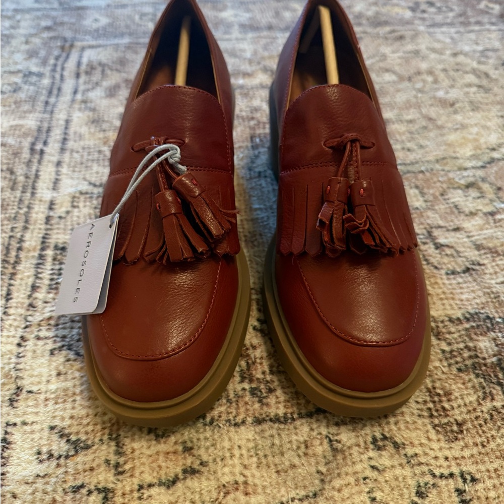 AEROSOLES Women’s Leather Tassel Loafers - Burgundy